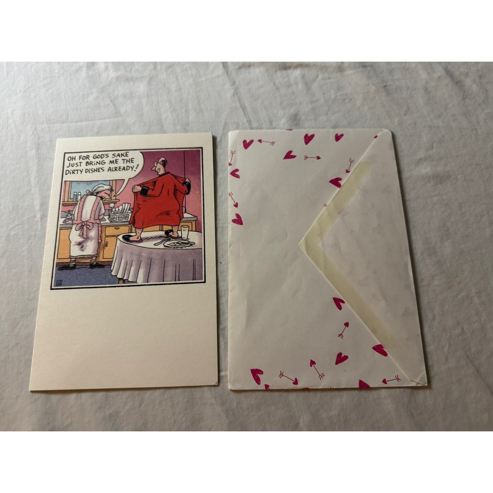 American Greeting Valentine Day Card Naughty Comic Strip Dirty Dishes Vtg Funny
